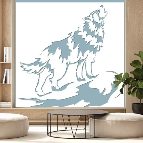 Sticker Wolf vector illustration. Paper wolf sticker. Laser cut. Template for laser cutting and Plotter. Vector illustration. Sticker. Pattern for the laser cut, serigraphy, plotter and screen printing.