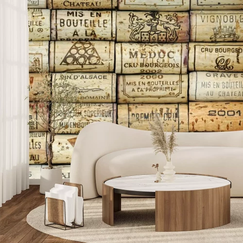 Fotobehang Kurken van wijnflessen