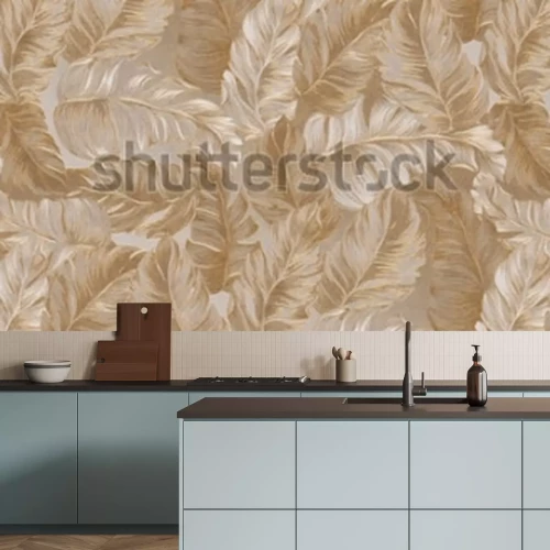 Fotobehang Tropische bladeren in boho-stijl