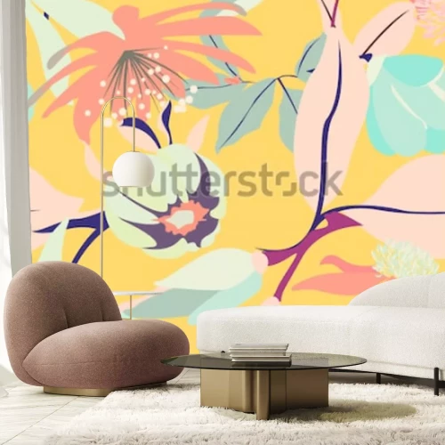 Sticker Bloemen op een moderne illustratie