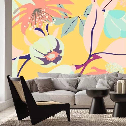 Sticker Bloemen op een moderne illustratie