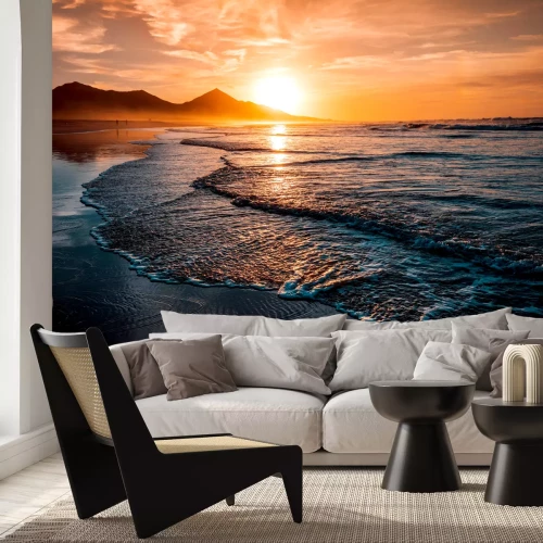 Fotobehang Zonsondergang strand