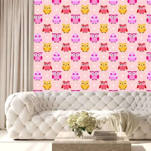 Behang Meisjesuilen met hartjes