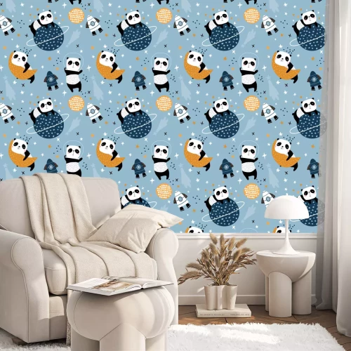 Behang Leuke panda's in de ruimte