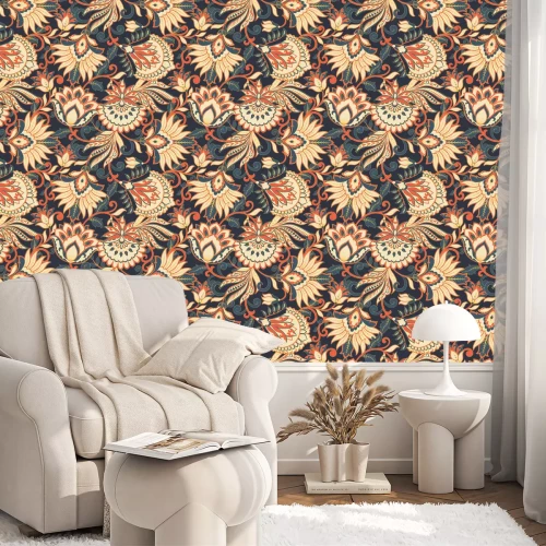 Behang floral vector illustration in damask style. ethnic background