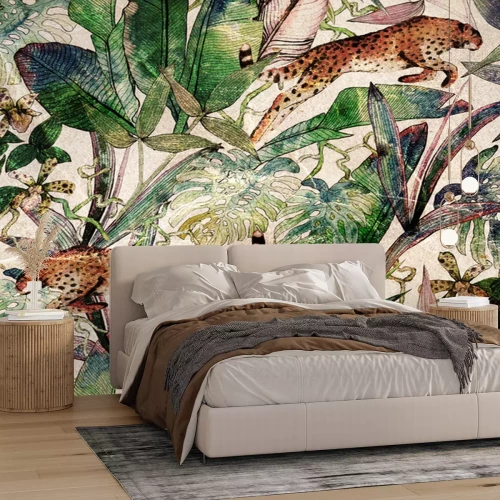 Fotobehang Jungle motief met tijgers