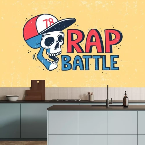 Sticker Rap battle logo with a skull in a baseball cap