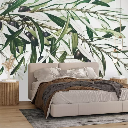 Fotobehang Olijftak op een lichte achtergrond