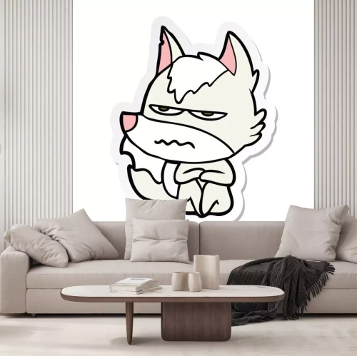 Sticker sticker of a cartoon annoyed wolf