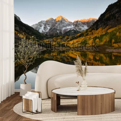 Fotobehang Zonsondergang bij een meer in Colorado