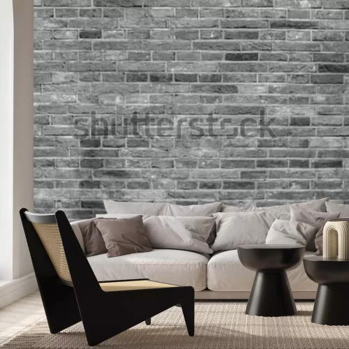 Fotobehang Muur met grijze bakstenen