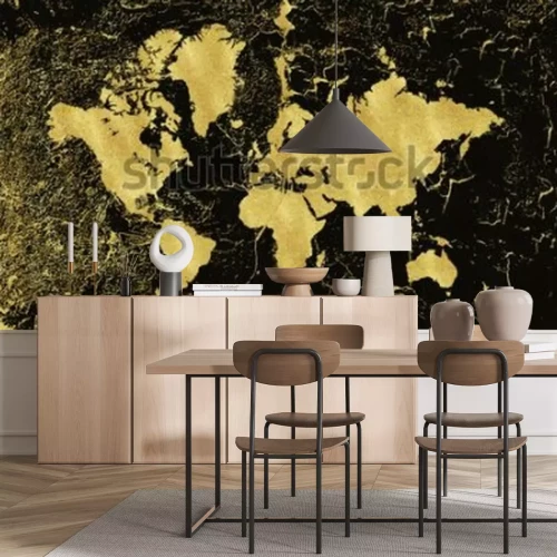 Fotobehang Gouden kaart op een donkere achtergrond