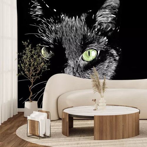 Sticker Portret van een kat met glanzende vacht