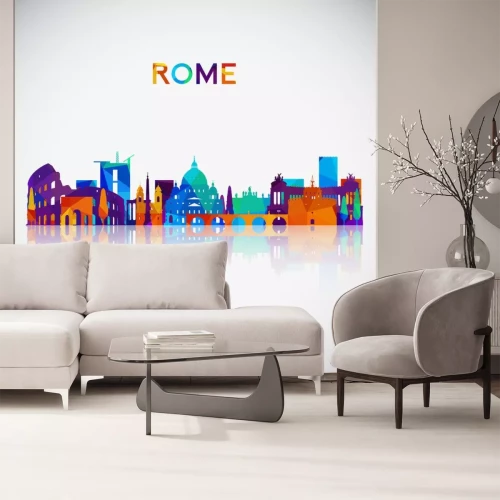 Sticker Rome skyline silhouette in colorful geometric style. Symbol for your design. Vector illustration.
