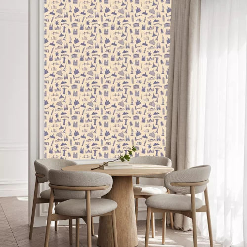 Behang Seamless background with tourist attractions and architectural landmarks