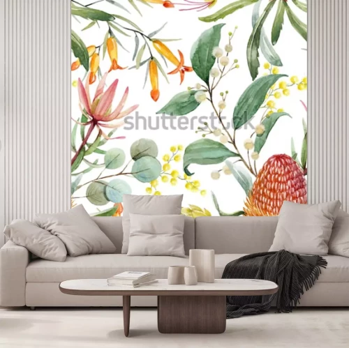 Sticker Tropische bloemen en lommerrijke takken