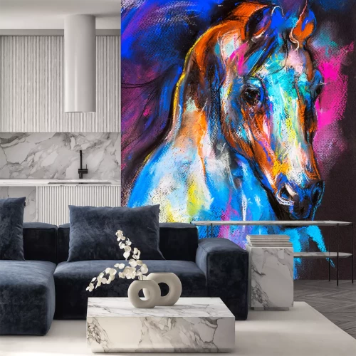 Fotobehang Afbeelding met een veelkleurige buste van een paard