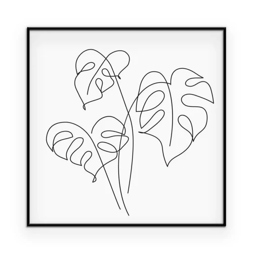 Poster Contouren van monsterabladeren op een witte achtergrond