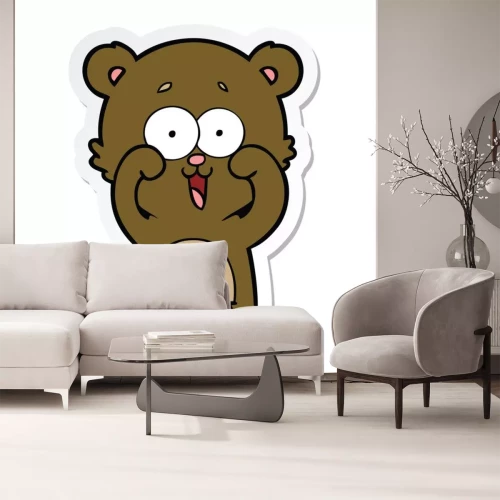 Sticker sticker of a laughing teddy  bear cartoon