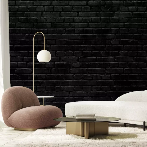 Fotobehang Zwarte bakstenen zonder voegen