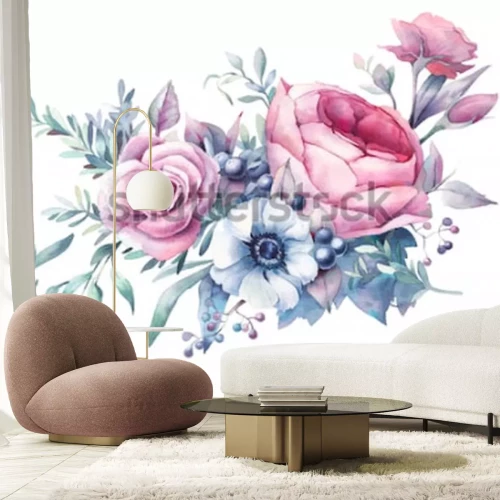 Sticker Veldbloemen op een pastel schilderij