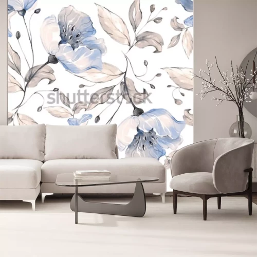 Sticker Vintage bloemen op een lichte achtergrond