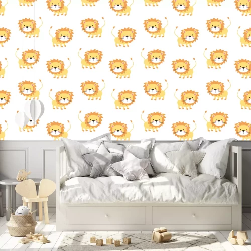 Behang Leuke leeuwen op een witte achtergrond