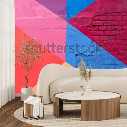 Fotobehang Kleurrijk geschilderde oude muur