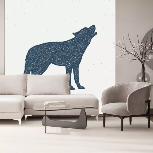Sticker Wolf. coyote. dog Vintage style howling wolf logo. Graphic print design for t-shirts, mugs etc.Hand drawn insignia, rustic design. Vector Letterpress effect. - Vector