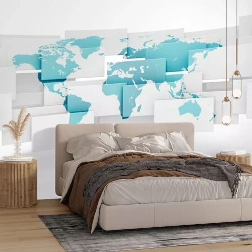 Fotobehang 3D vierkante wereldkaart