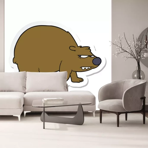 Sticker sticker of a cartoon angry bear