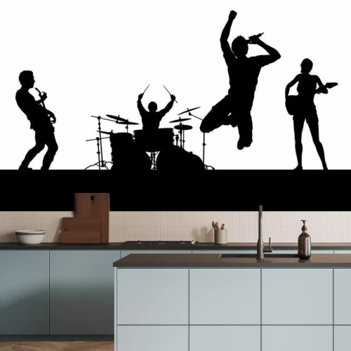 Sticker A musical group or rock band playing a concert in silhouette
