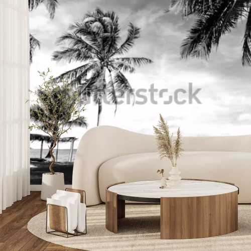 Fotobehang Tropen in zwart-wit