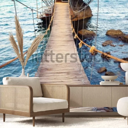 Fotobehang Hangbrug over het water