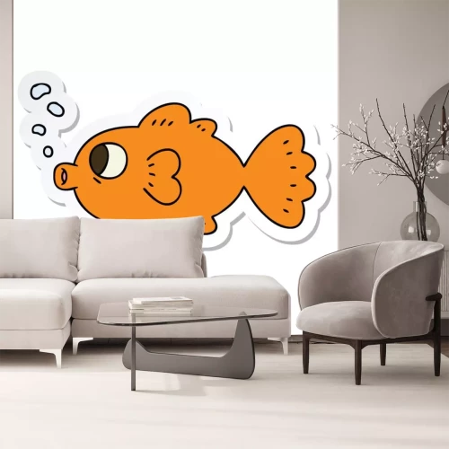 Sticker sticker of a quirky hand drawn cartoon fish