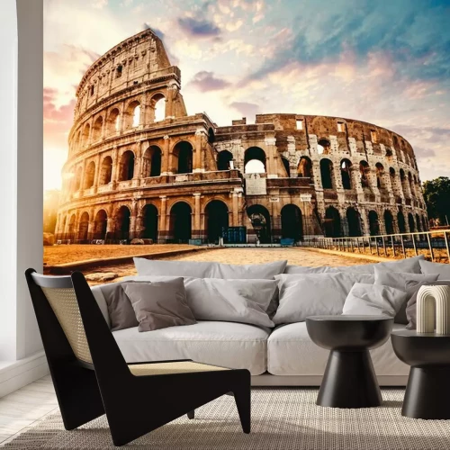 Fotobehang Colosseum op de achtergrond van de zonsondergang