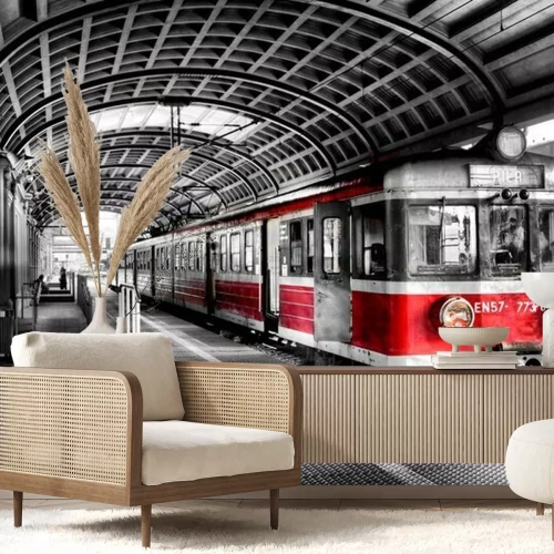 Fotobehang Trein op het treinstation