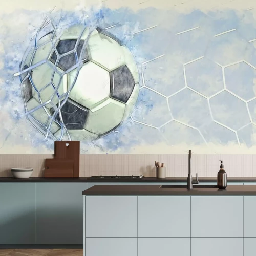 Fotobehang Soccer ball illustration combined pencil sketch and watercolor sketch. 3D illustration. 3D CG. High resolution.