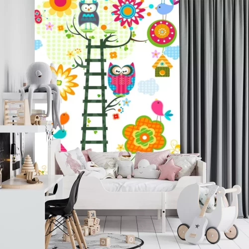 Sticker Een ladder omgeven door vrolijke veelkleurige motieven