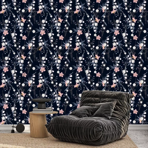 Behang Beautiful  seamless pattern of garden many kind of botanical plants,flowers,orchid ,floral design for fashion,fabric,wallpaper,web and all prints