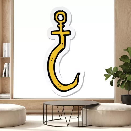 Sticker sticker of a cartoon fish hook