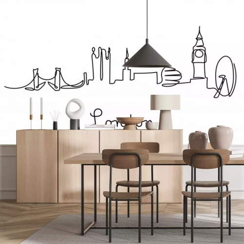 Sticker One line style London city skyline. Simple modern minimalistic style vector.