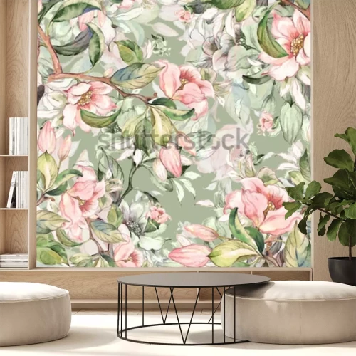 Fotobehang Lentetakken en bloeiende bloemen