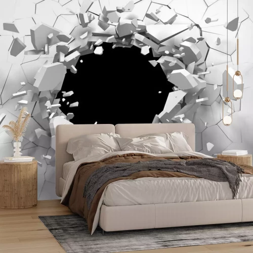 Sticker Ruimtelijk zwart gat in een witte muur