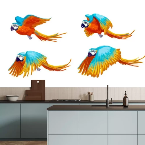 Sticker Sprite sheet of flying parrot, game art animation