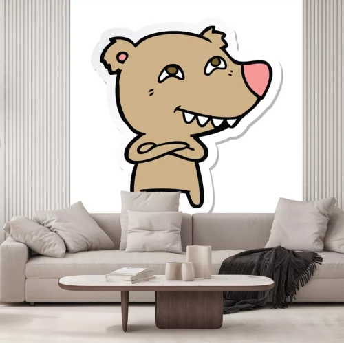 Sticker sticker of a cartoon bear showing teeth