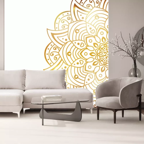 Sticker De helft van een floristisch ornament