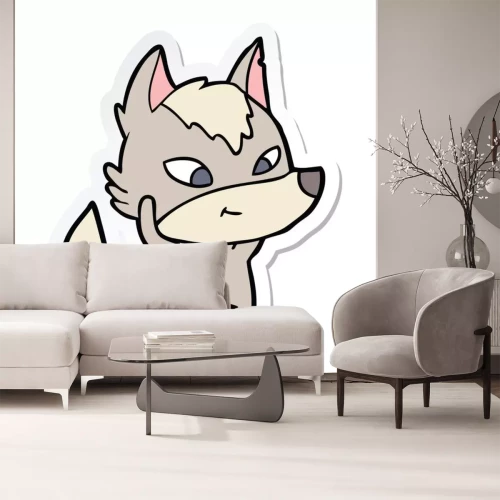 Sticker sticker of a friendly cartoon wolf