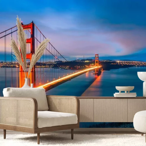 Fotobehang San Francisco brug bij schemering