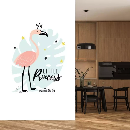 Sticker Illustration with pink flamingo and text